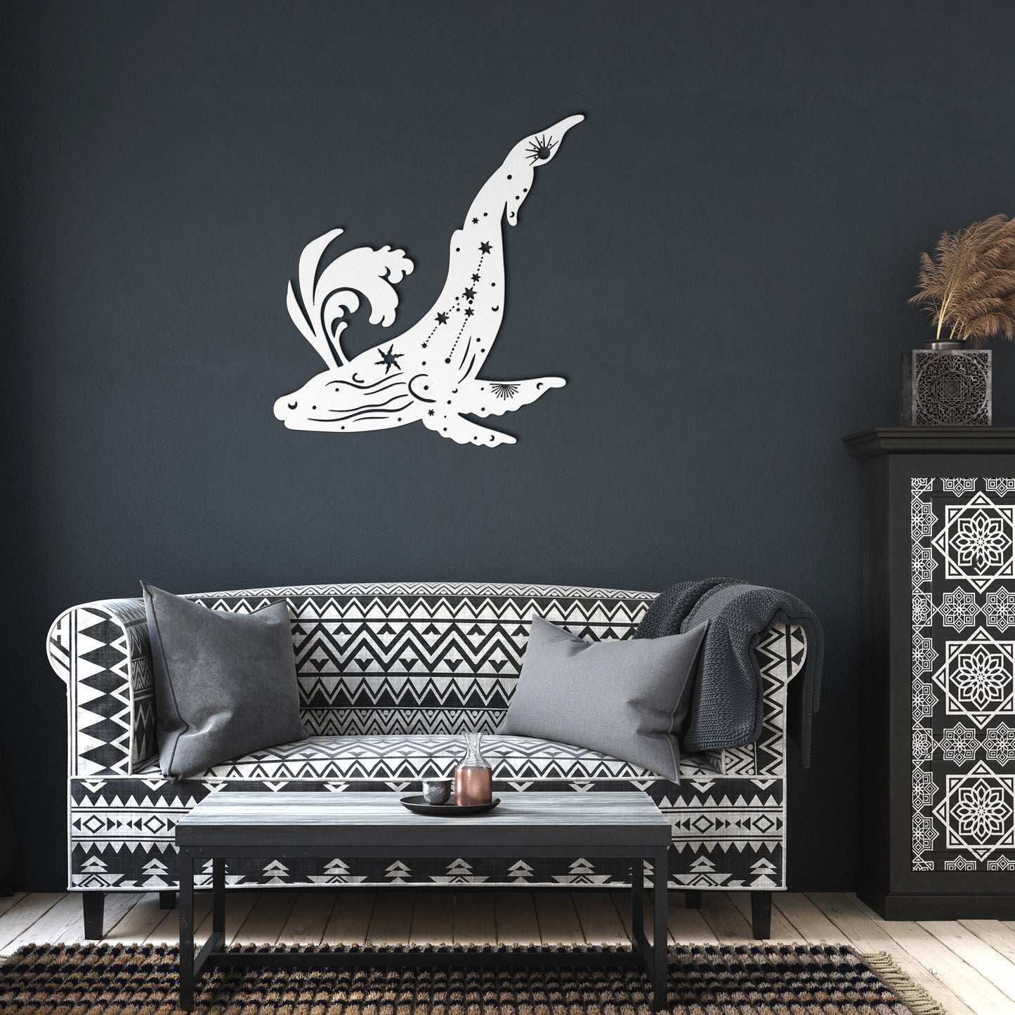 celestial Whale metal sign, Celestial Art, Home Decor, Metal Sign Wall Art