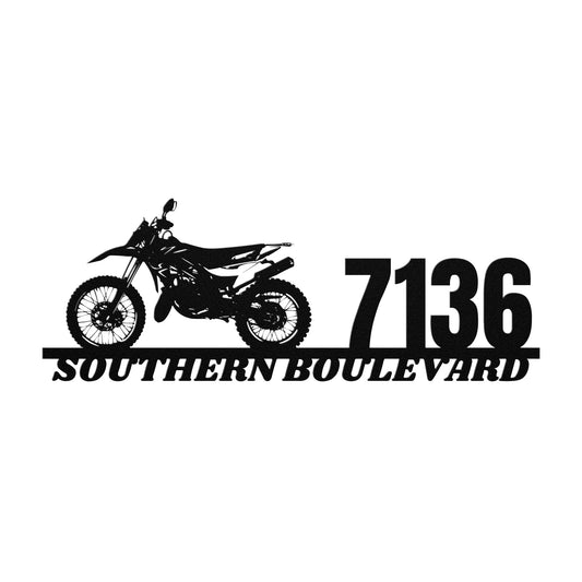 custom Motorcycle address metal sign, Dirt bike address sign