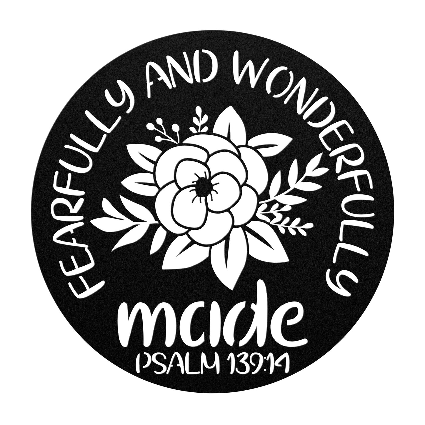 fearfully & wonderfully made Bible Verse Psalm 139:14, Metal Sign For Wreaths, Religious Decor