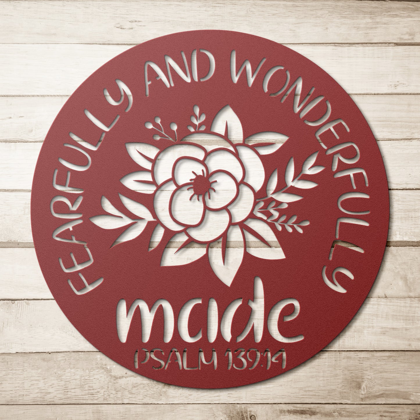 fearfully & wonderfully made Bible Verse Psalm 139:14, Metal Sign For Wreaths, Religious Decor