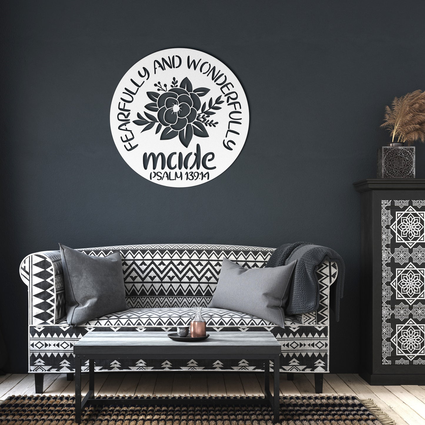 fearfully & wonderfully made Bible Verse Psalm 139:14, Metal Sign For Wreaths, Religious Decor